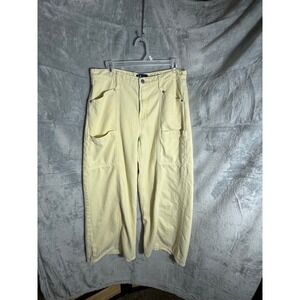 Gap Denim Baggy Jeans Womens 10/30R Pale Yellow High Rise Wide Leg Carpenter 30R